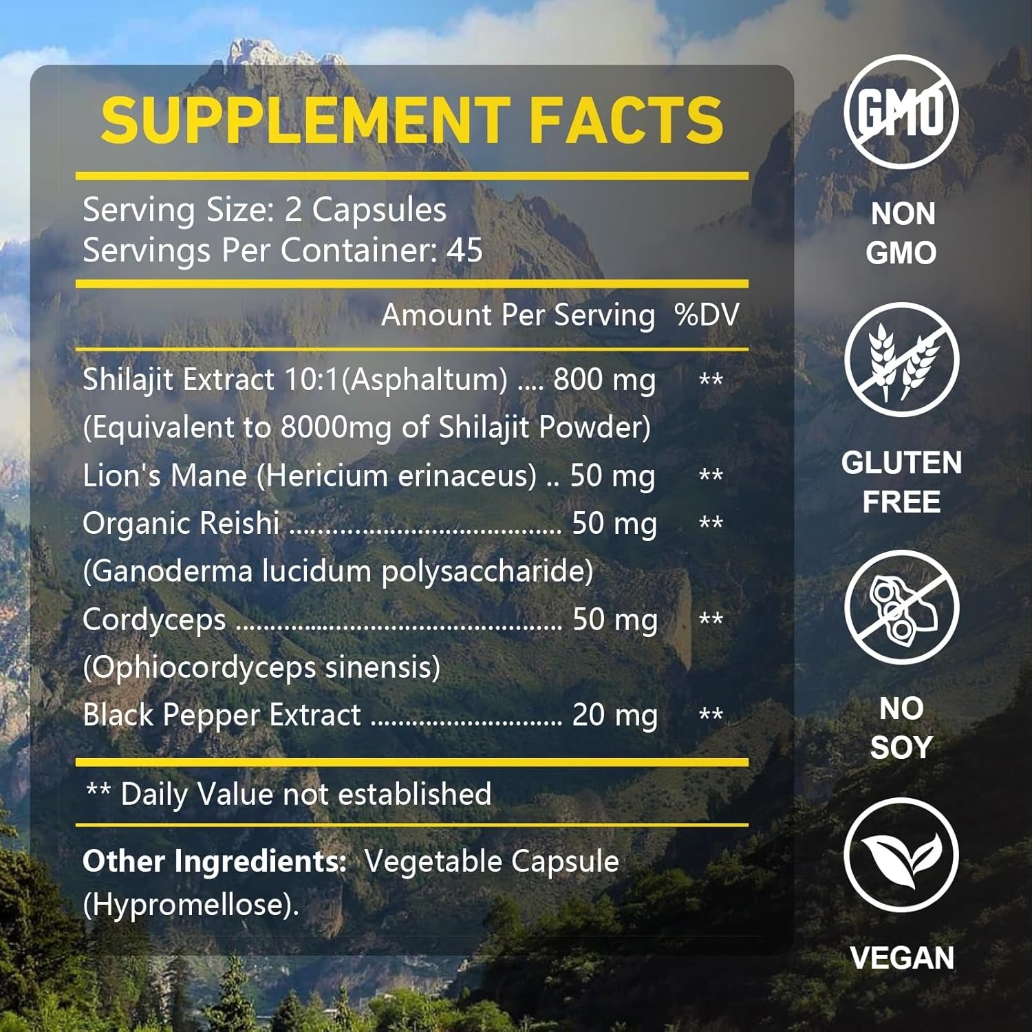 OMOGS Shilajit Pure Himalayan Organic Shilajit Capsules, with Fulvic Acid & 85+ Trace Minerals Complex for Energy, Strength, Stamin & Immunity, for Men/Women - 90 Veg Capsules