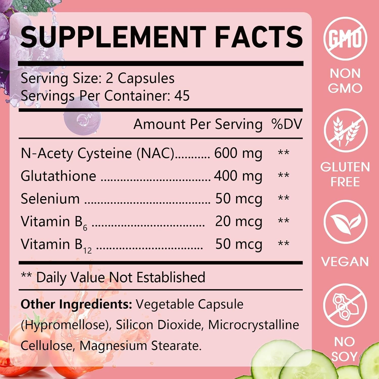 OMOGS Glutathione & NAC Supplement, with vtamin B & Selenium, Supports Liver Health, Cellular, Antioxidant, Energy Production & Immune, Vegan & Gluten-Free, 90 Veg Capsules.