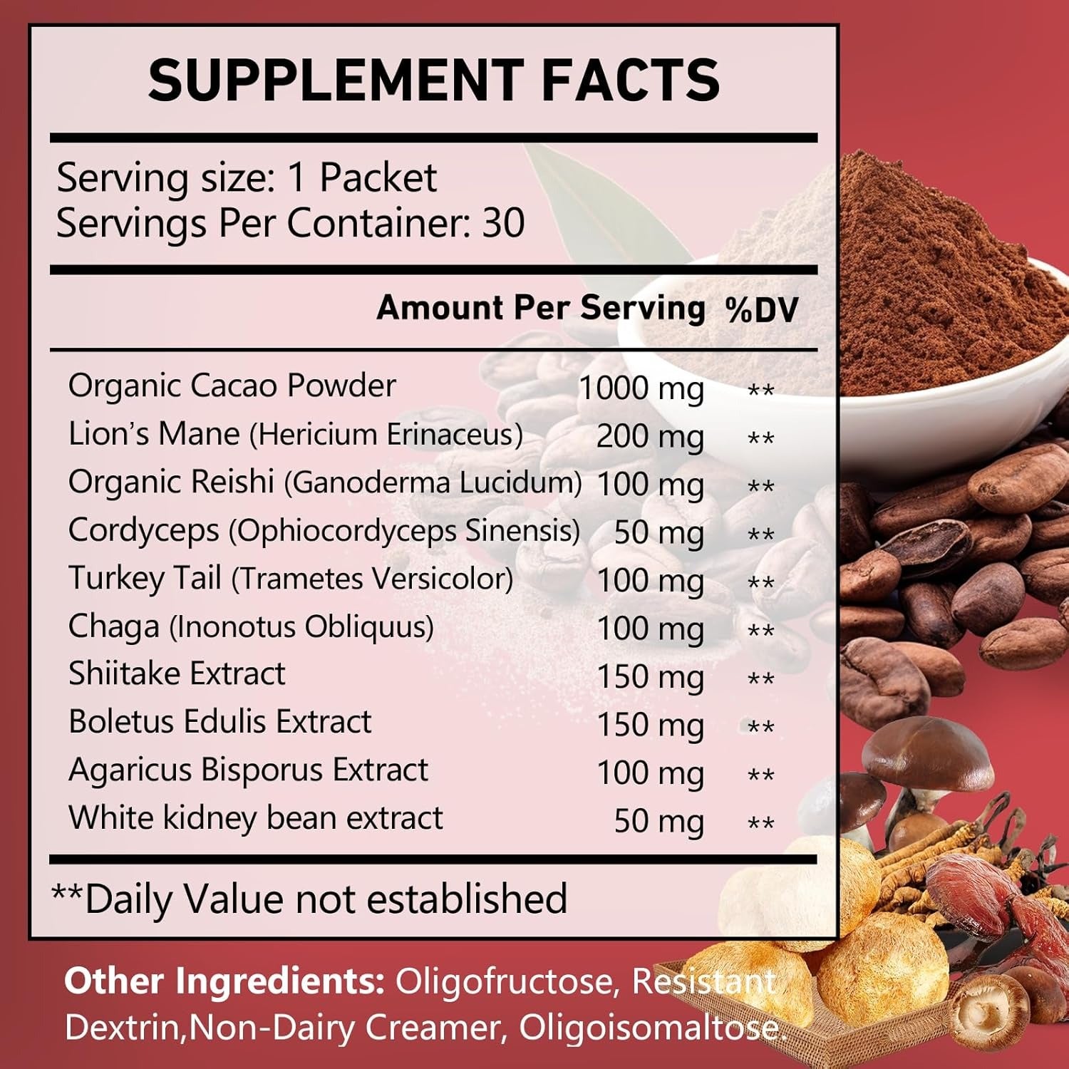 OMOGS Mushroom Coffee, 10 in 1 Extract Powder Blend Lion's Mane, Reishi, Cordyceps, Chaga, Turkey Tail, Instant Coffee-for Energy, Focus, Memory, Digestion & Immunity, 30 Serving
