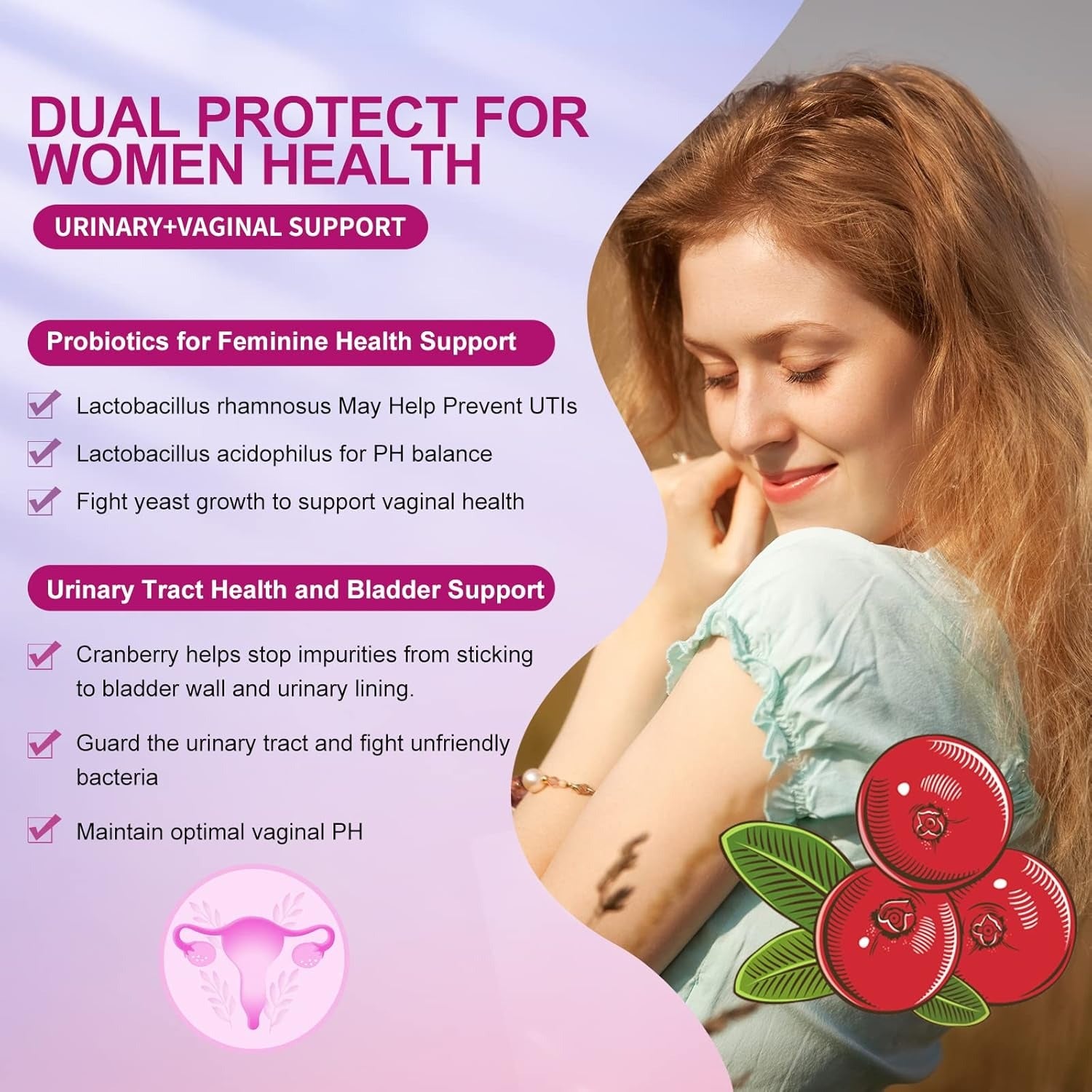 OMOGS Women's Probiotic, with Cranberry Extract, Organic Prebiotics & Vitamin C, 90 Billion CFUs,18 Strains, Help for Boost Immune, Digestive, Gut Health & Women's Health, Gluten & Soy Free,90 Tablets