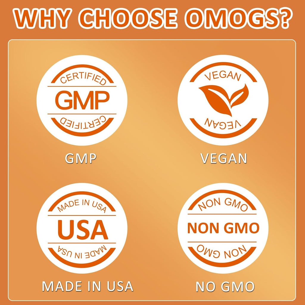 OMOGS Organic Mushroom Complex Extract Powder Blend Lion's Mane, Reishi, Chaga, Cordyceps, Turkey Tail, Support Cognition, Clarity, Focus & Mood, Brain Health, 30 Servings