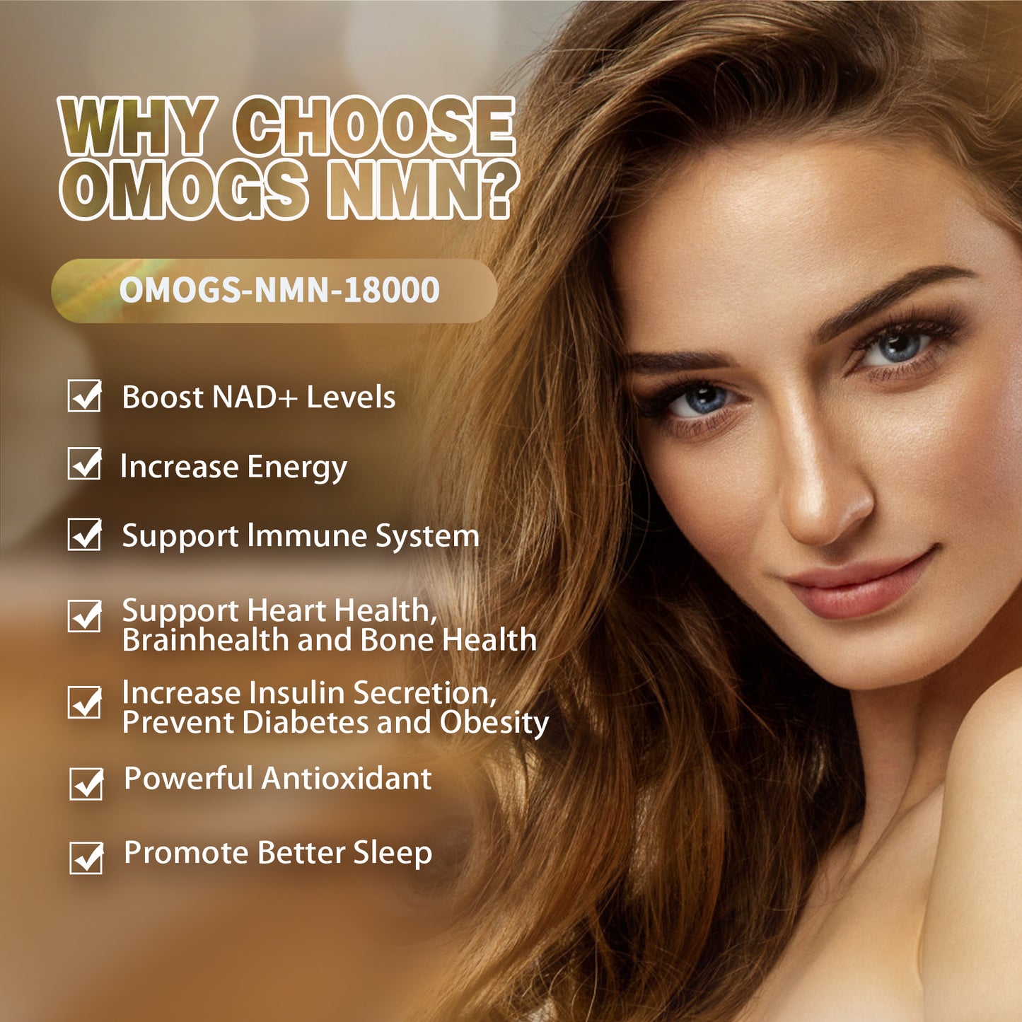 OMOGS NMN 18000, Nicotinamide Mononucleotide Supplement ,99% High Purity to Boost NAD+ Levels, High Absorption & Stabilized Form for Cellular Optimization,Healthy Aging,Boost Energy