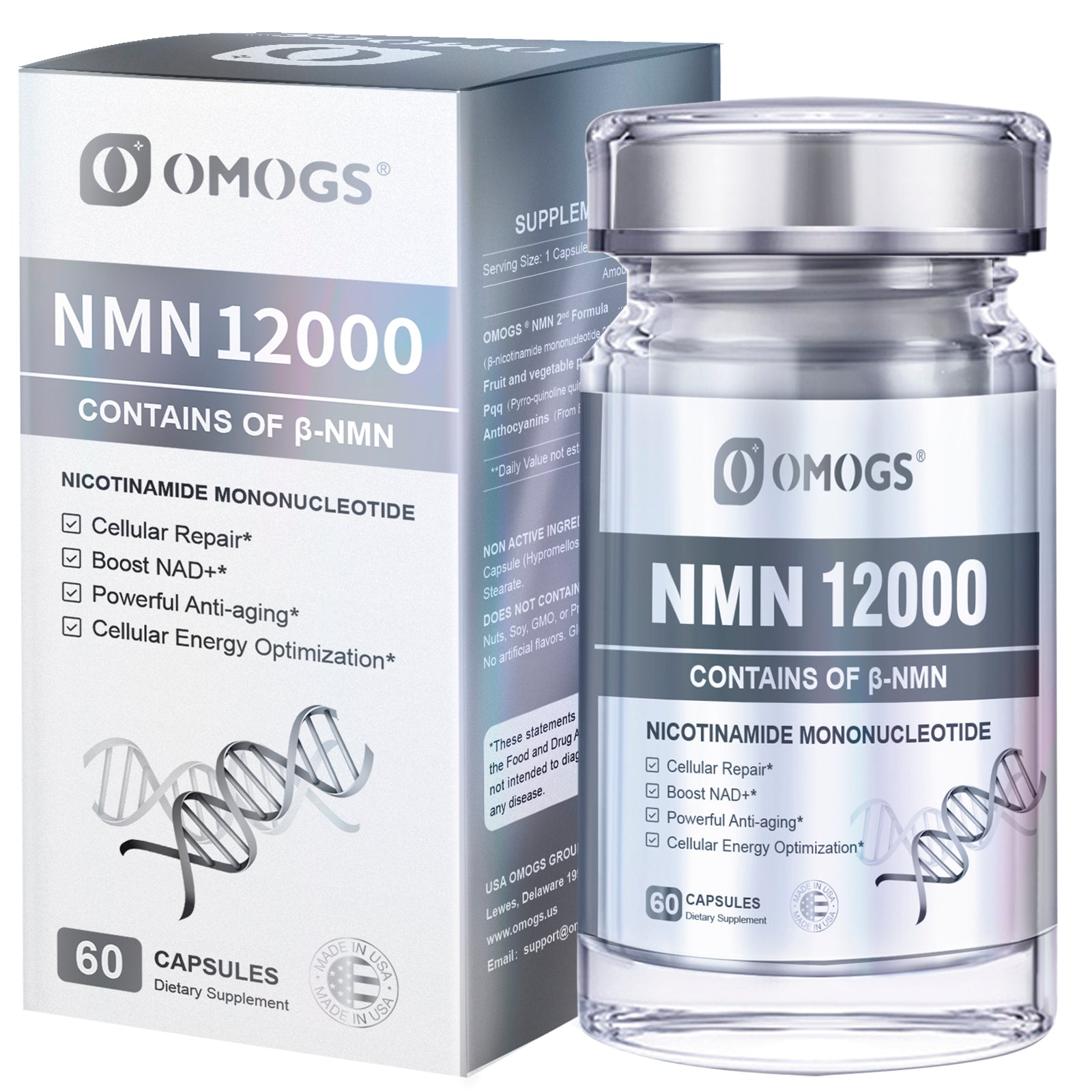 OMOGS NMN 12000, Nicotinamide Mononucleotide Supplement ,99% High Puri